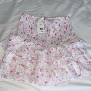 NWT Lucy Paris White and Pink Floral Mini Skirt